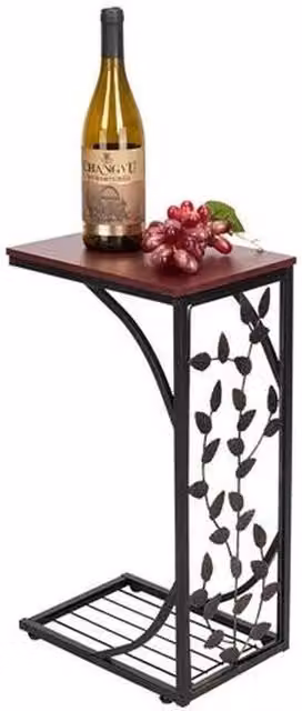 Kelvenix Modern Geometric Wood and Metal Compact Sofa Side End Table in Brown