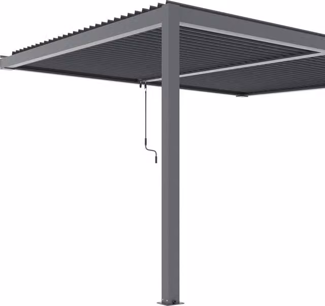 Agadon Wall Mounted Aluminium Lean-to Pergola Shading System in Matt Anthracite Grey, W: 400 cm, D: 300 cm