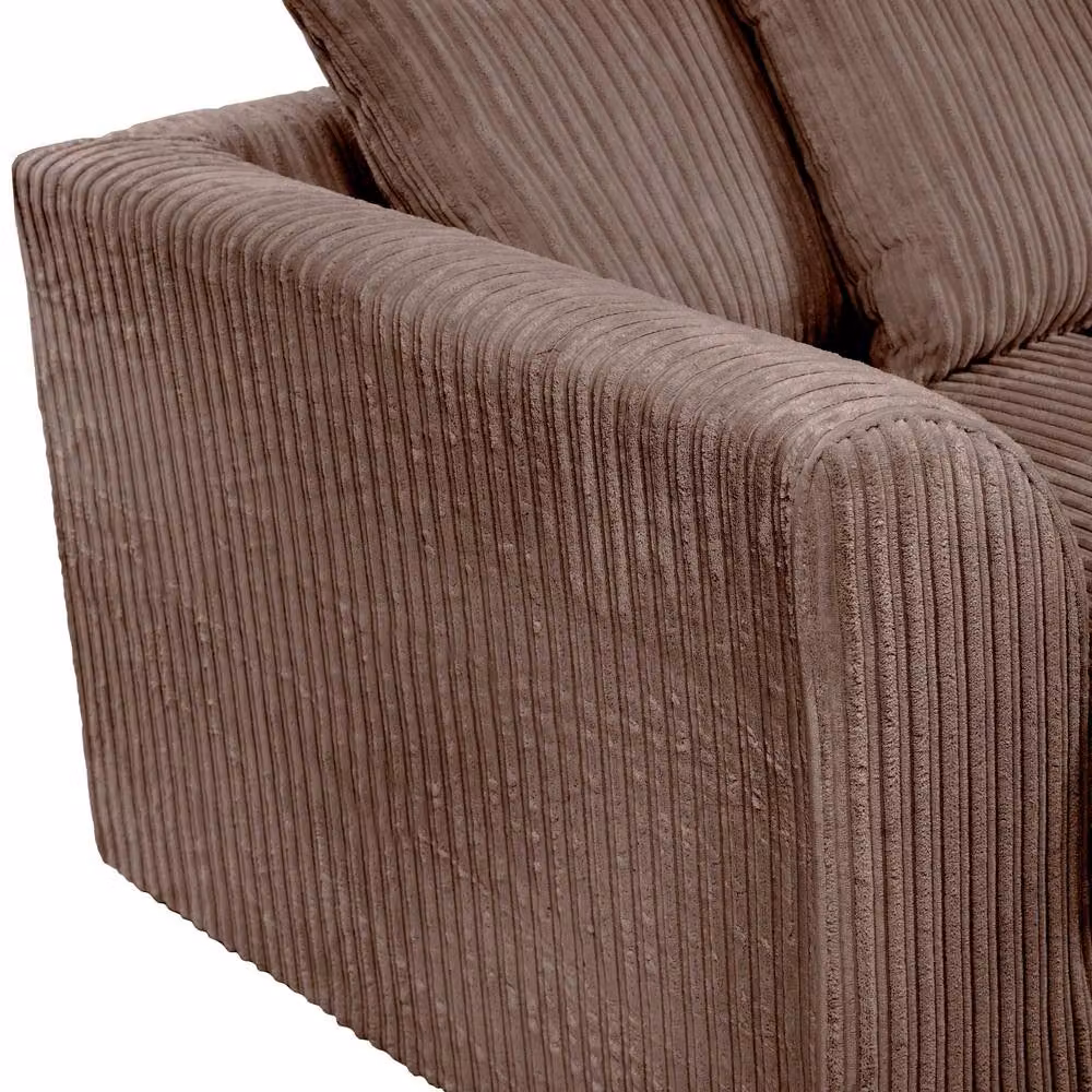 LUXURY LIFE Declan Chocolate Brown Jumbo Cord Fabric Sofa Set with 3 Seater and 2 Seater Sofas – 3