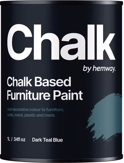 Hemway Chalk Based Furniture Paint in Flat Matt Dark Teal Blue, 1 l