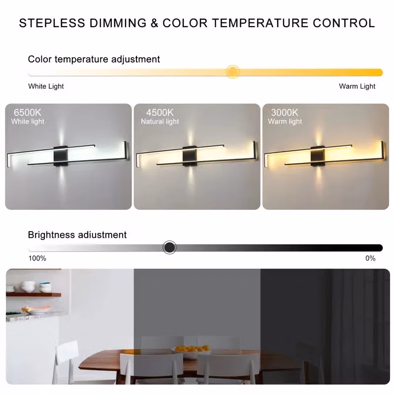 Garwarm Black Aluminium LED Flush Mounted Up and Down Wall Sconce Bar, Length: 140 cm – 3
