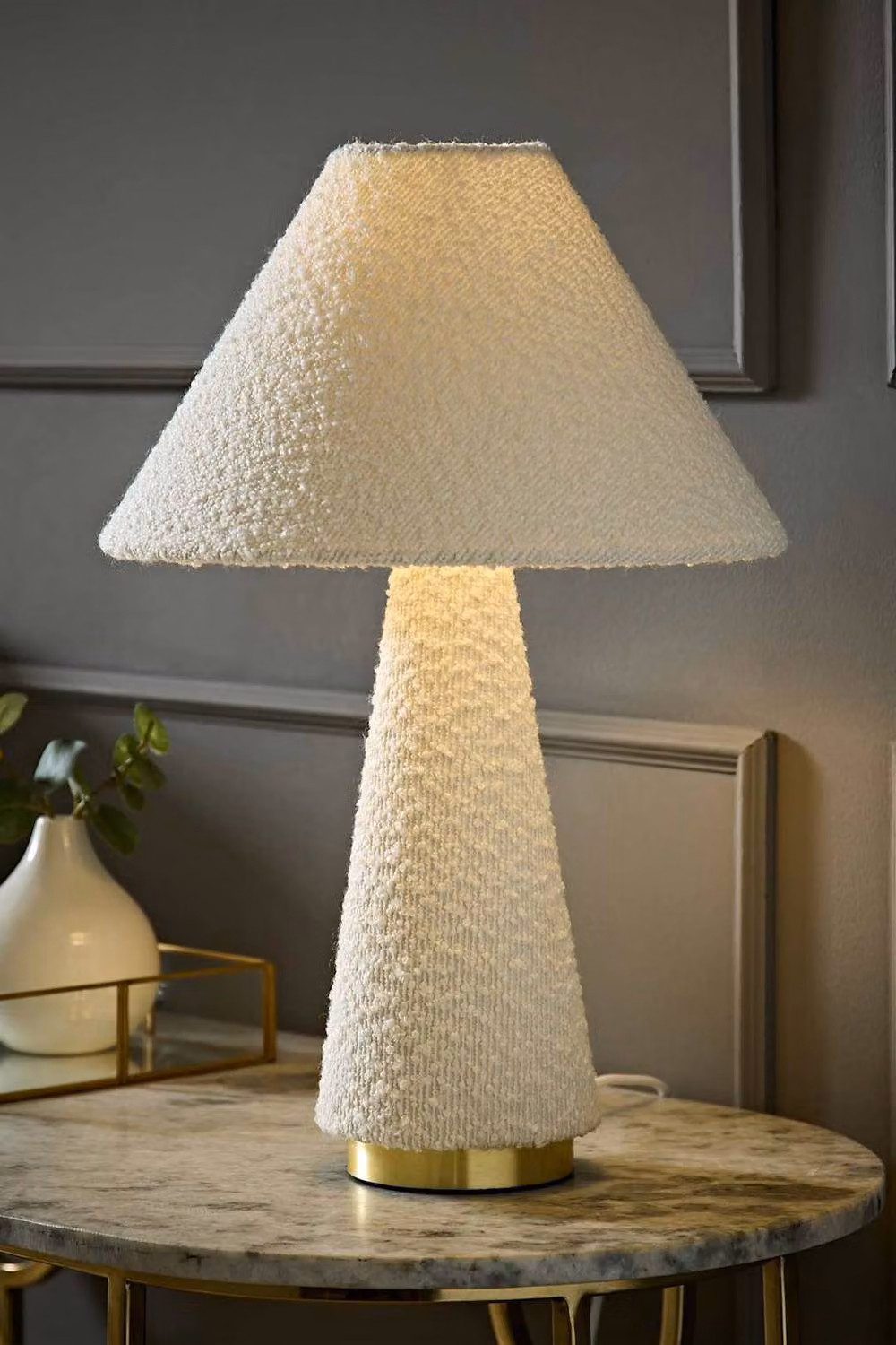 ValueLights Martha Conical Table Lamp with Beige Fabric Shade and Gold Base, Including Bulb – 2