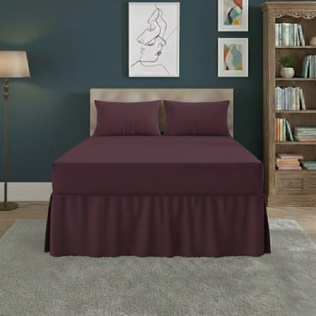 Snug City Super King Polycotton Fitted Valance Bed Sheet with Frill in Purple – 1