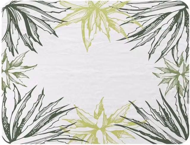Benjamin Tate Design Green Leaf Border Floral Fleece Blanket in Green, Sand and White, W/D/H: 120 x 150 cm – 2