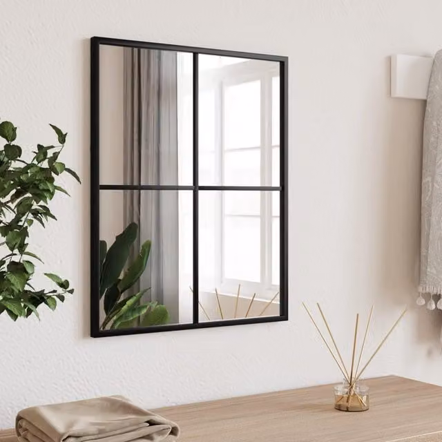 Berkfield Home Minimalist Rectangular Wall Mirror in Black, W: 40 cm, H: 50 cm