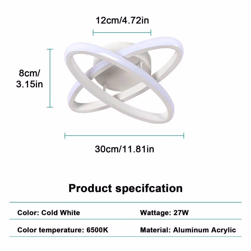 COMELY Modern Round LED Ceiling Light, 27W, Cool White 6500K, White – 4