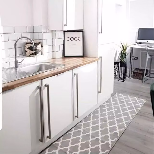 The Rug House Grey and White Classic Trellis Geometric Living Room Rug, W: 240 cm, D: 60 cm