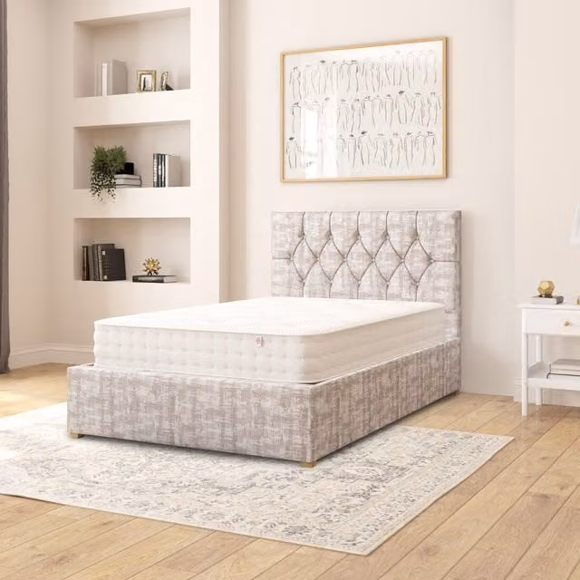 Aspire Grey Velvet Upholstered Ottoman Storage Bed with Lift Up Base, W/D/H: 120 x 200 cm