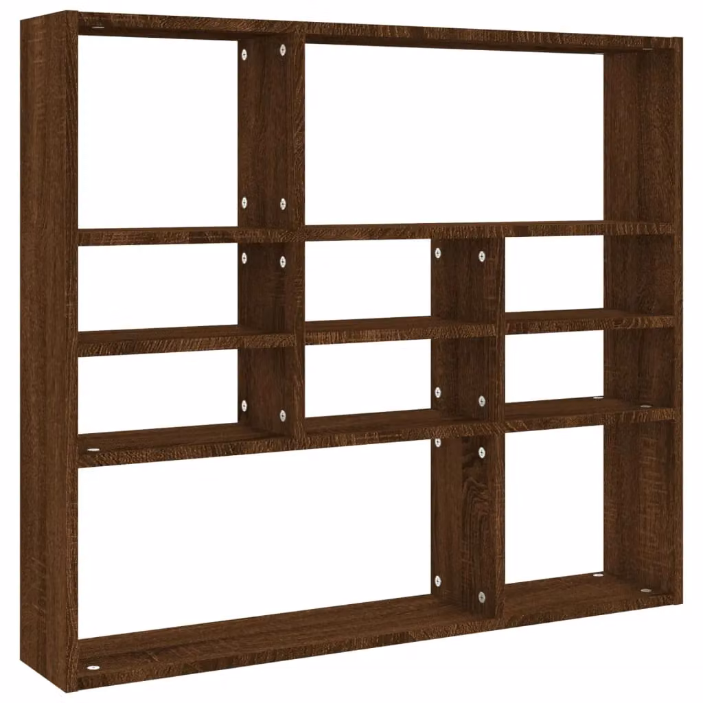 Berkfield Home Wall Shelf in Brown Oak, W/D/H: 90 x 16 x 78 cm – 2