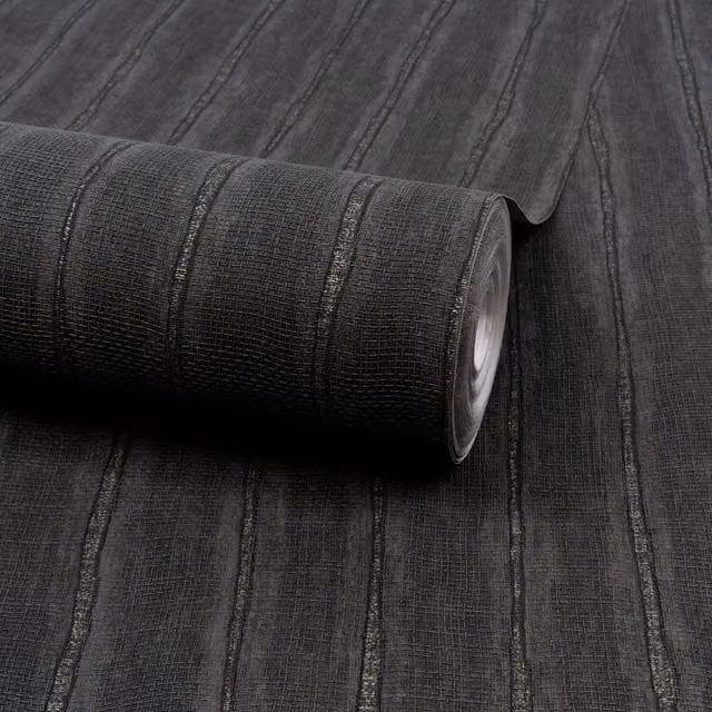 Grandeco Boutique Kalema Fabric Stripe Embossed Wallpaper in Grey