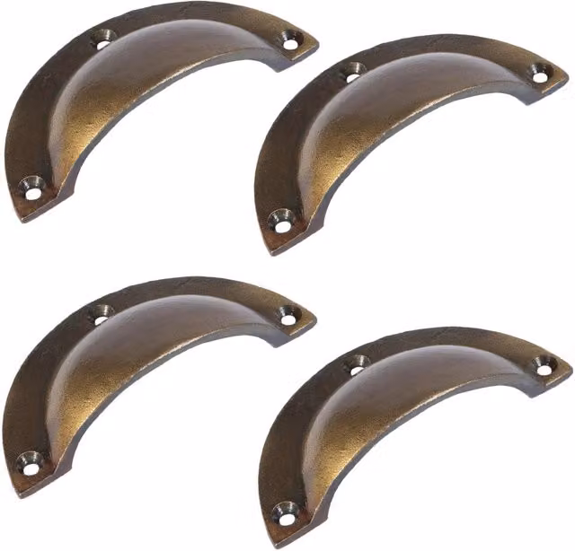 Hammer and Tongs Curved Cabinet Drawer Pull in Gold Brass, Pack of 4, W: 9.5 cm, H: 4.6 cm – 1