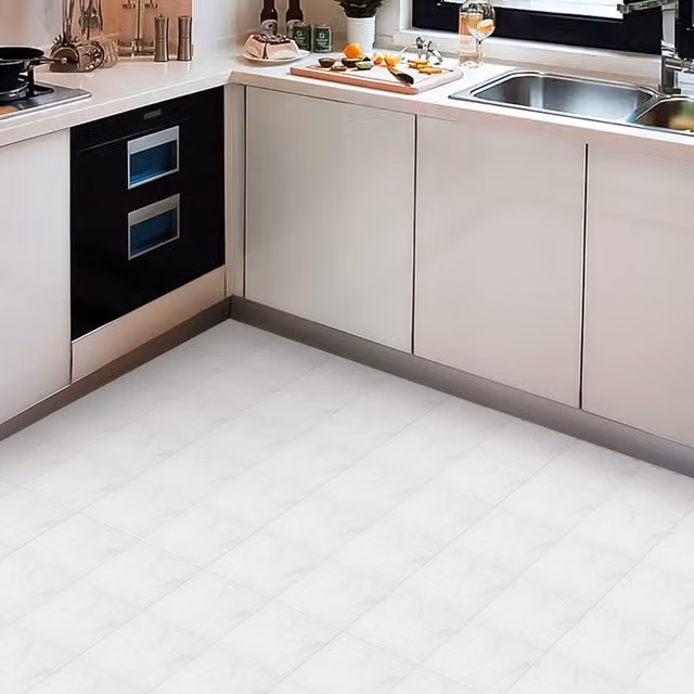 Livingandhome 10-Piece Self-Adhesive PVC Floor Tile Set in Grey Marbled Stone Look