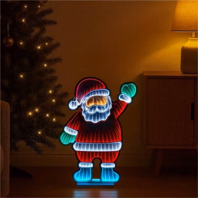 Xmas Haus Santa Infinity Light with 190 Multicolour LEDs, W: 39 cm, H: 59 cm
