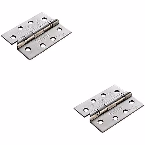 Loops 2 Pack of 13 Ball Bearing Stainless Steel Interior Door Hinges, Silver, H 102 x W 76 x D 3 mm