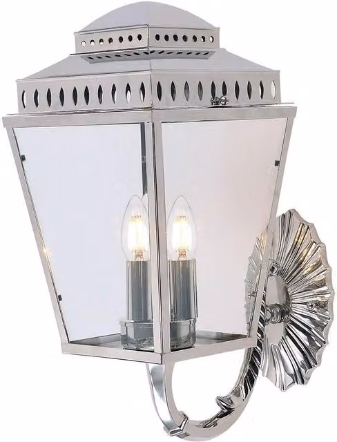 Netlighting Mansion House 3 Light Outdoor Wall Lantern Light in Grey and Polished Nickel with IP44 Rating and E14 Base