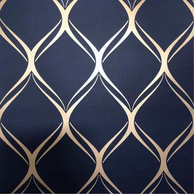 World of Wallpaper Clifton Wave Geometric Abstract Art Deco Wallpaper in Blue