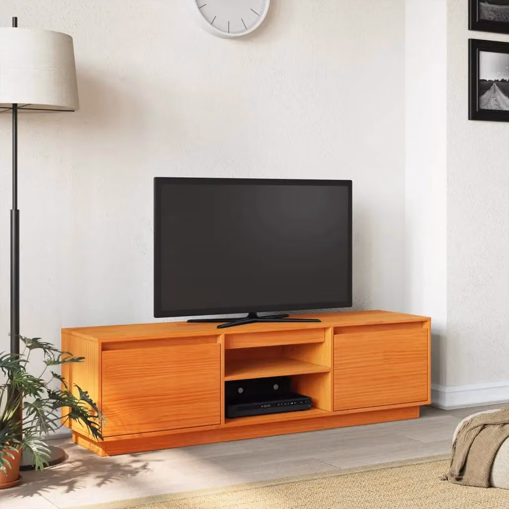 Berkfield Home Rustic Waxed Pine TV Cabinet, Brown, W/D/H: 140 x 35 x 40 cm – 3