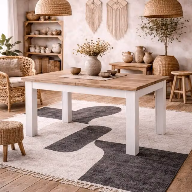 Wyld Haus Silkeborg Extending Dining Table in Nelson and Snowy Oak, Natural – 1