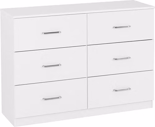Seconique Dakota 6 Drawer Chest in White, H 110 x W 81 x D 36 cm