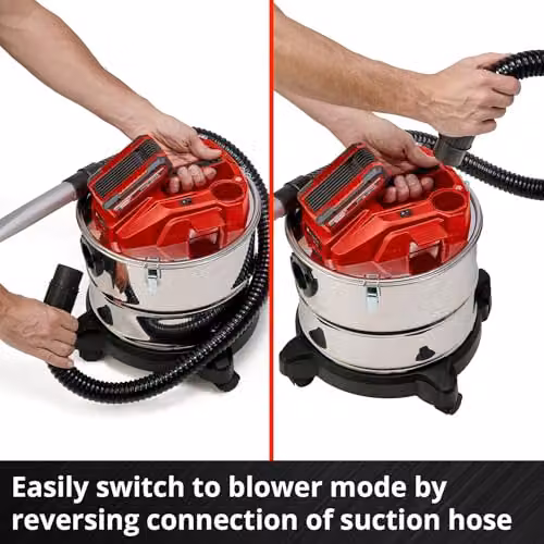 Einhell TE-AV 18/15 Li C Solo Cordless Ash Vacuum Cleaner in Black and Red with 15L Container and Blow Function – 4