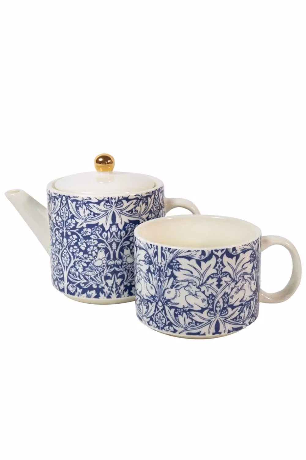 Portico Designs Ltd William Morris Brother Rabbit Tea for One Ceramic Teapot with Infuser in Multicolour Floral Blue – 2