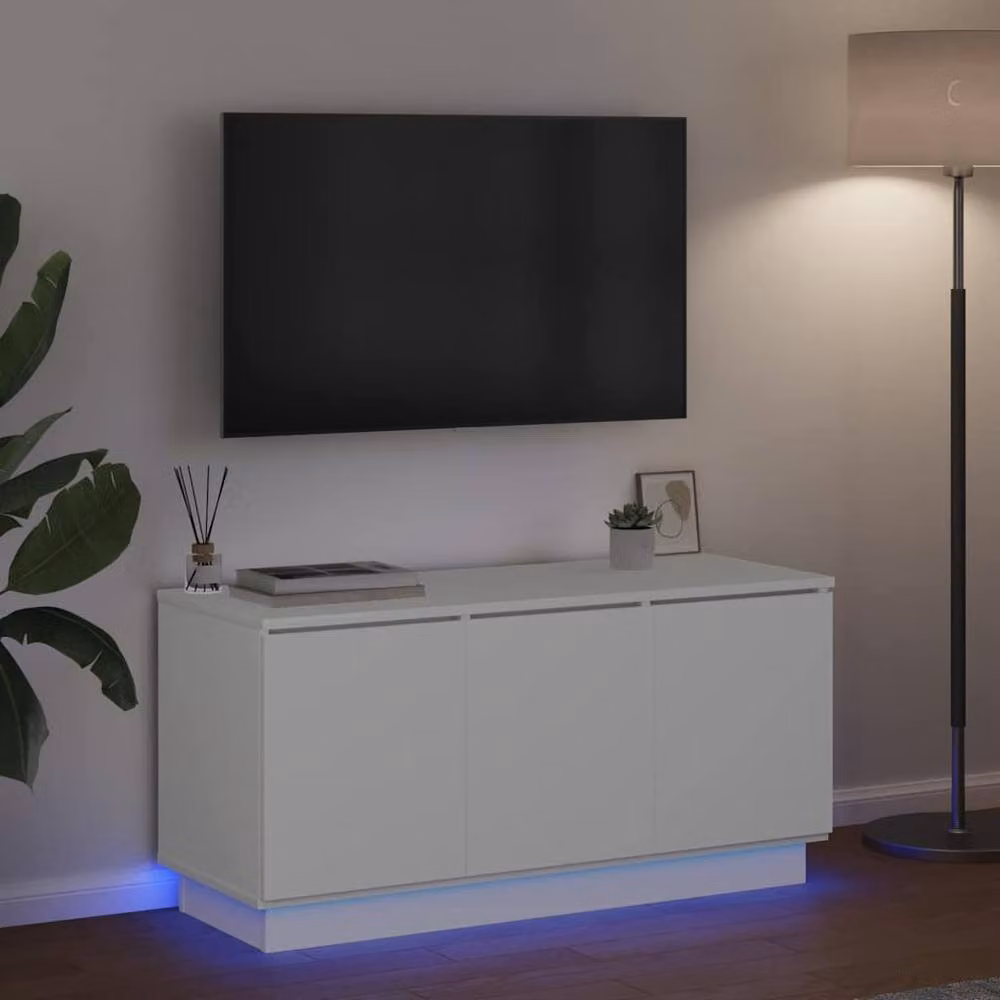 Berkfield Home Modern White TV Cabinet in Engineered Wood W/D/H: 100 x 38 x 49 cm – 3