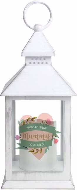 Personalised Memento Company Women's Personalised Floral Heart Mothers Day White Lantern