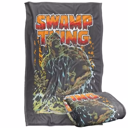 Warner Bros. LOGOVISION Justice League Swamp Thing Super Soft Silky Touch Fleece Throw Blanket, Multicolour, W: 91.44 cm x D: 91.44 cm