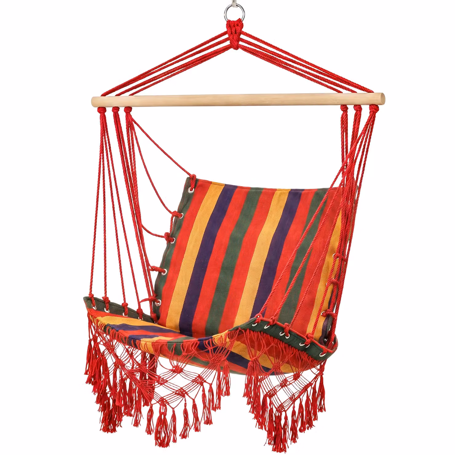 OUTSUNNY Striped Hammock Chair Swing with Cushions in Multicolour – 2