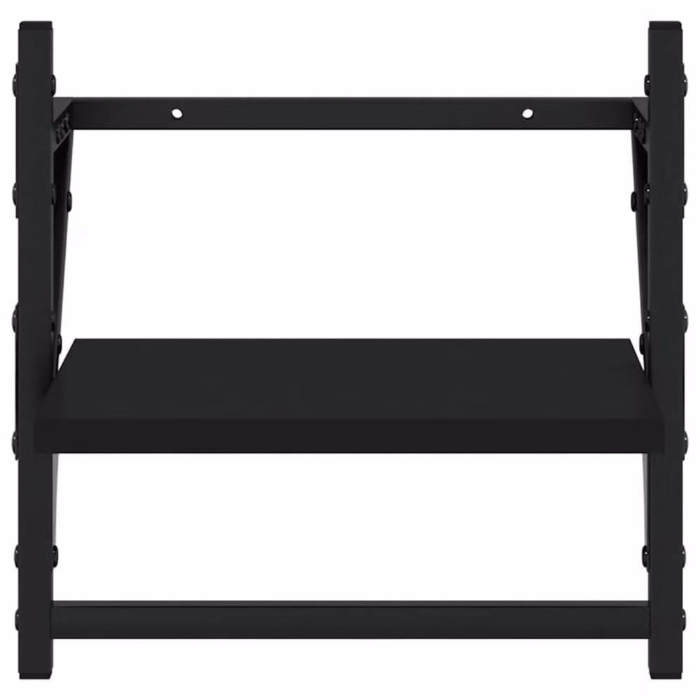 Berkfield Home 4 Piece Black Decorative Wall Mounted Shelf Set with Hanging Rods – 6