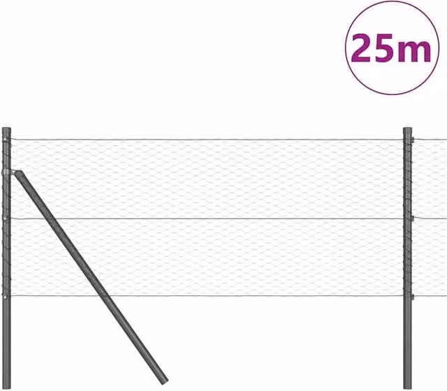 Berkfield Home Grey Steel Hexagon Fence, 0.6 x 25 m – 1
