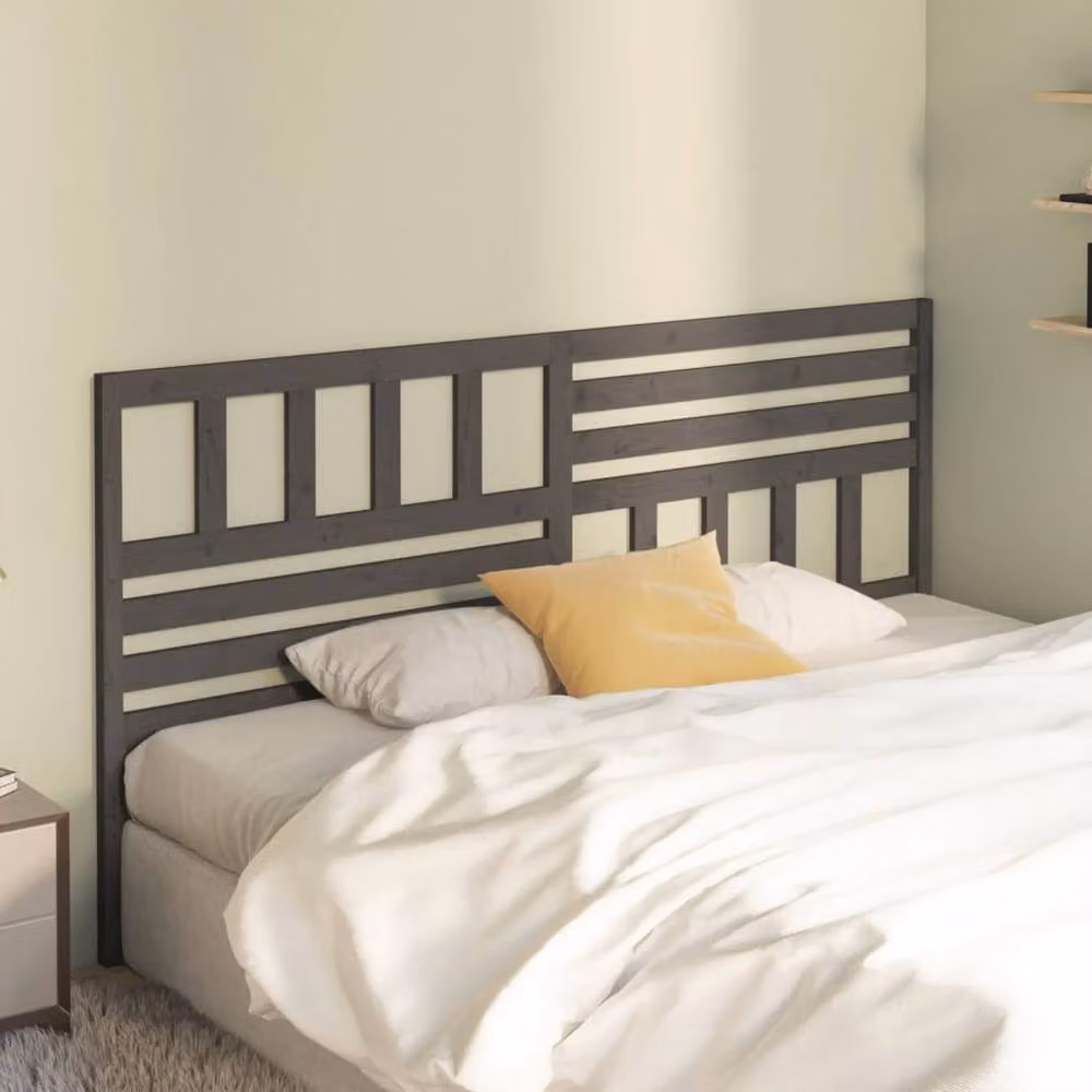 Berkfield Home Grey Rustic Solid Pine Wood Bed Headboard W: 206 cm, D: 4 cm, H: 100 cm – 2