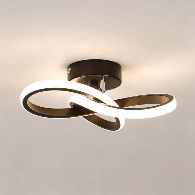 COMELY 22W Modern Curved LED Ceiling Light in Black with 4500K Warm White Light – 1
