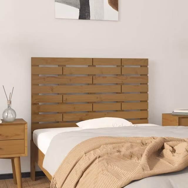 Berkfield Home Rustic Solid Wood Pine Wall Headboard in Honey Brown, W: 96 cm, D: 3 cm, H: 63 cm – 1