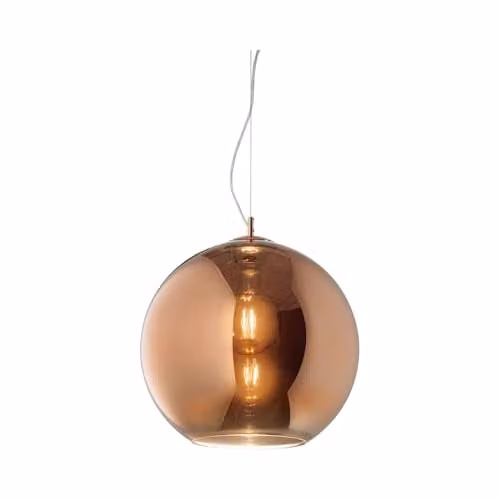 Ideal Lux Nemo Rame SP1 Copper Suspended Glass Sphere Pendant Light