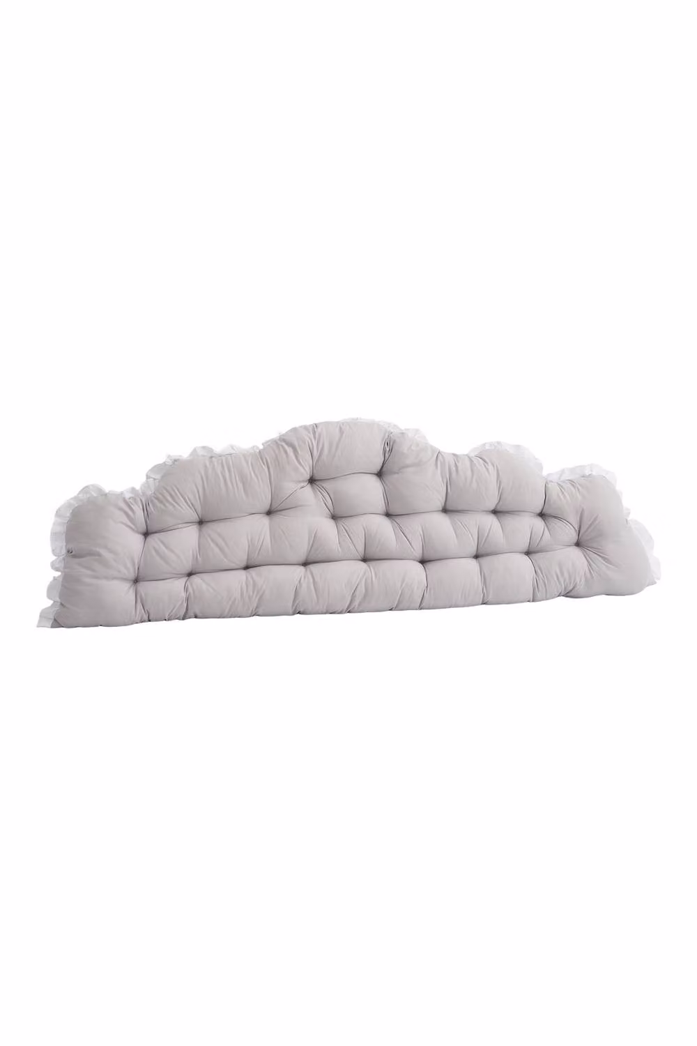 Living and Home Upholstered Rectangular Headboard Pillow with Ruffle Trim in Grey and White – 3