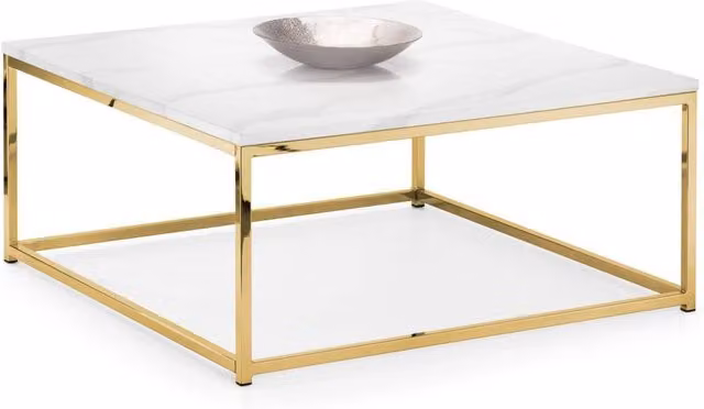Cheshire Valenza Square Coffee Table in White Marble and Gold – 1