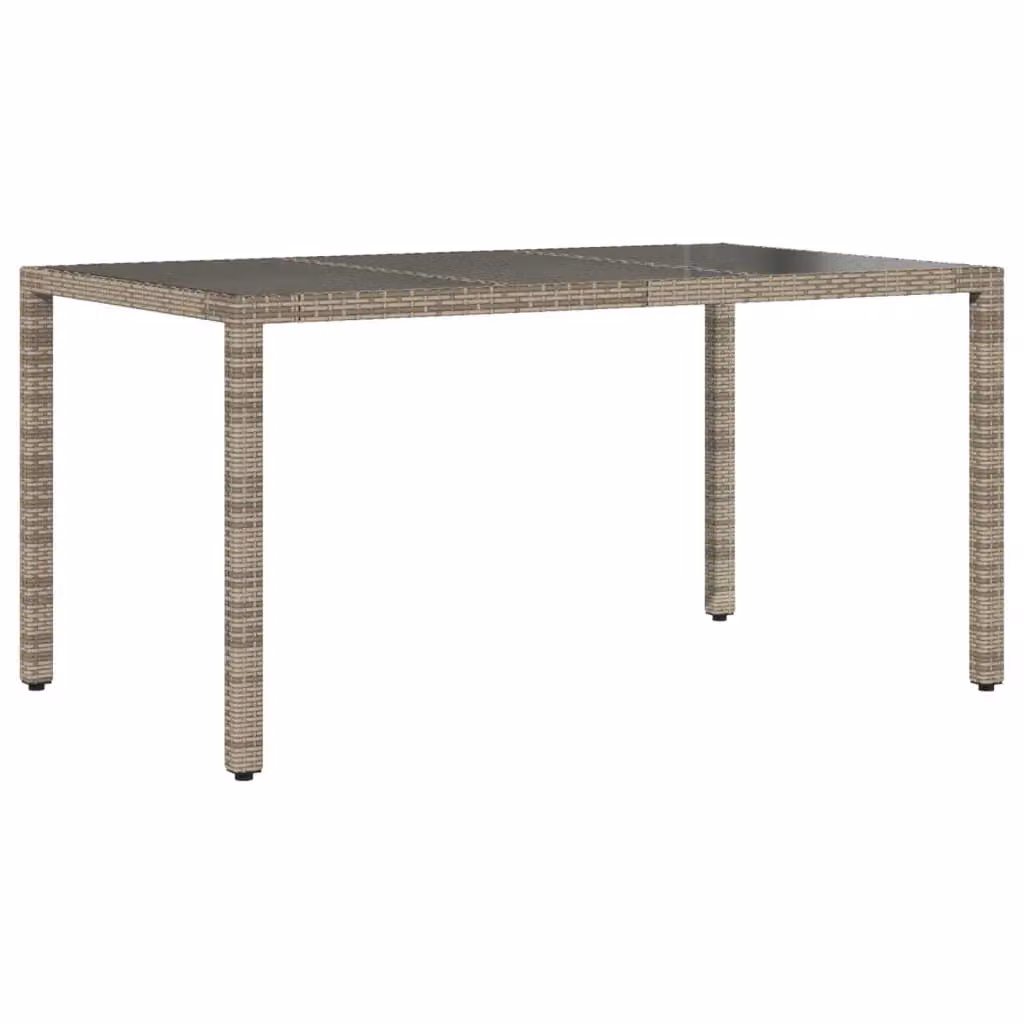 Berkfield Home Grey Poly Rattan Garden Table with Glass Top, W/D/H: 150 x 90 x 75 cm – 2
