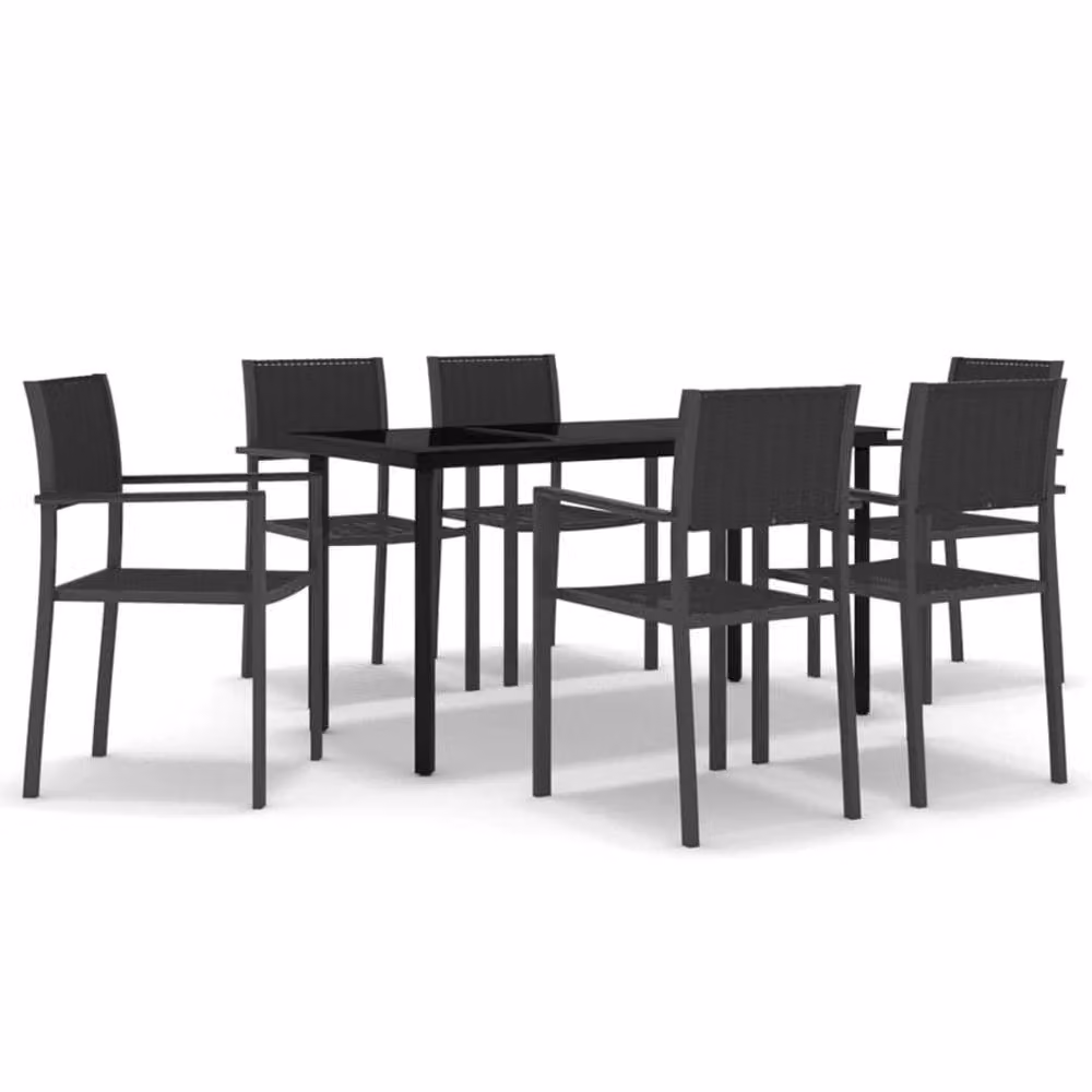 Berkfield Home 7 Piece Modern Garden Dining Set in Black – 2