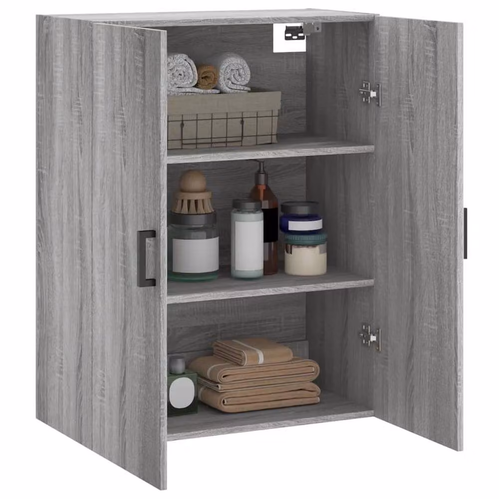 Berkfield Home Wall Mounted Cabinet in Grey, W: 69.5 cm, D: 34 cm, H: 90 cm – 3