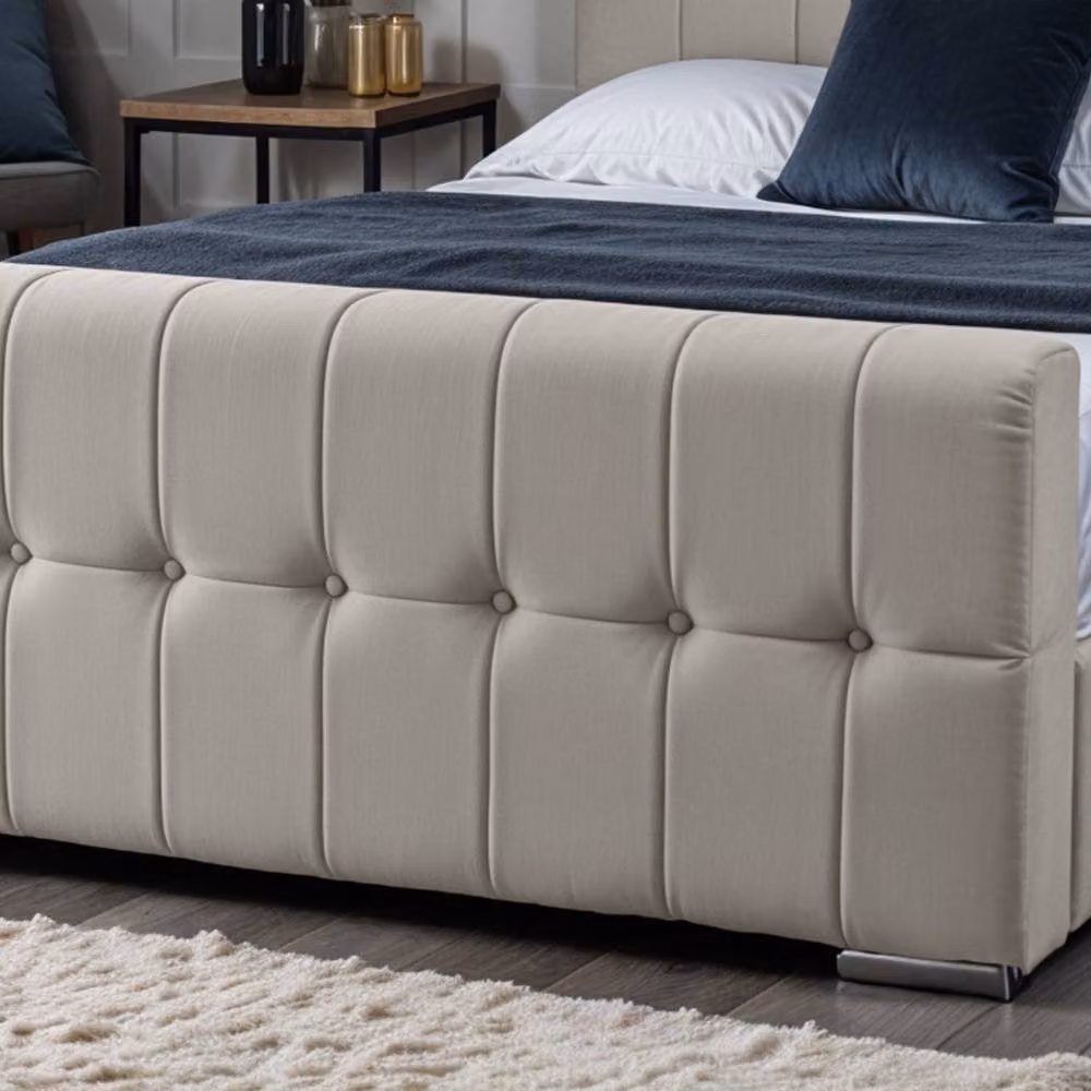 UK Bed Furniture Orlando Upholstered Bed in Beige, W/D/H: 140 x 200 cm – 2