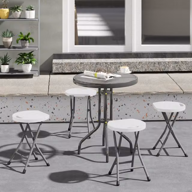 Outsunny 4-Piece Folding Stool Set in White