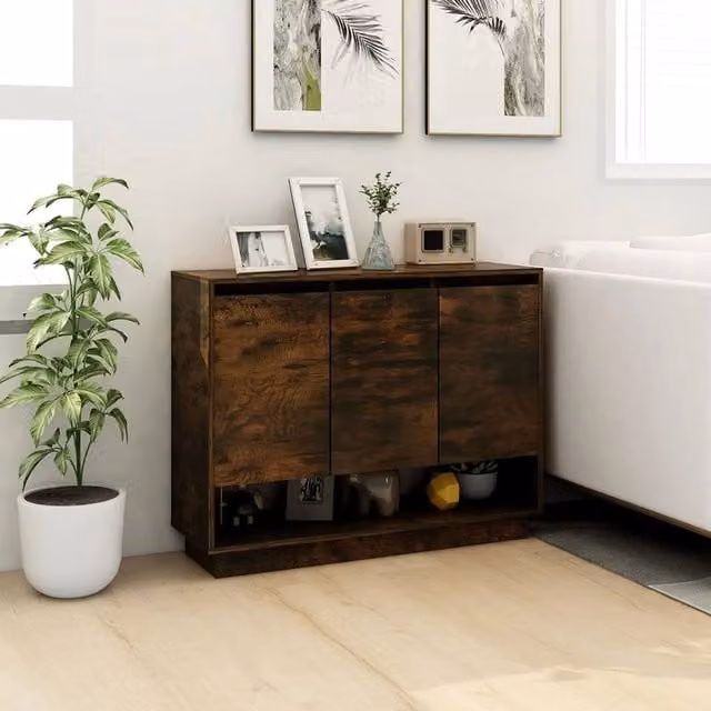 Berkfield Home Smoked Oak Sideboard in Brown, W/D/H: 97 x 31 x 75 cm – 1