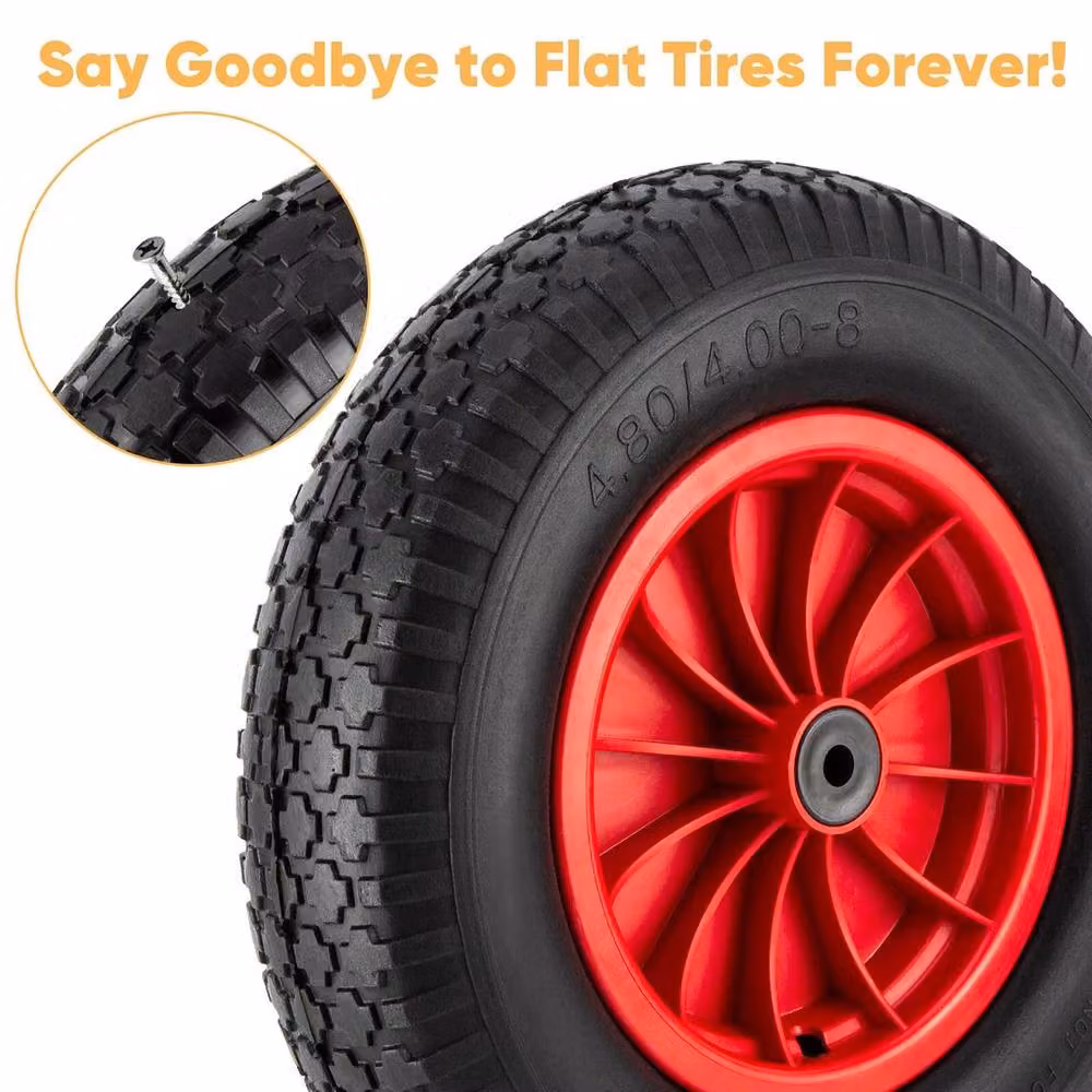 SPETLEK 2-Piece Black Puncture Proof Solid Rubber Trolley Tyres, 16 inch, 4.80/4.00-8 – 3