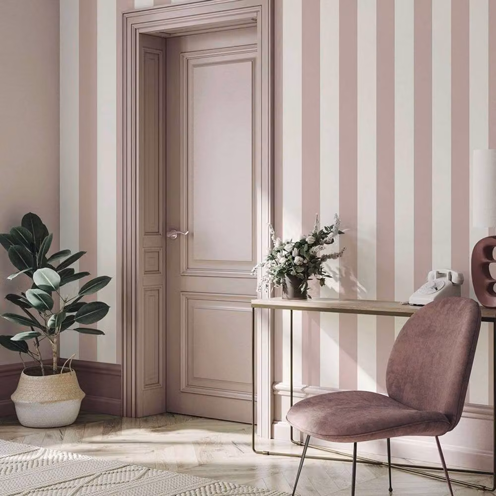 World of Wallpaper Regency Stripe Pink Matt Paper Wallpaper – 2