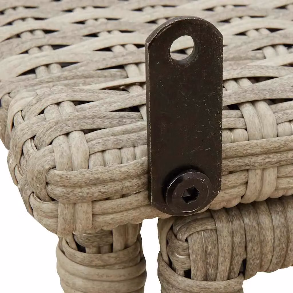 Berkfield Home Folding Garden Table in Light Grey Poly Rattan, W/D/H: 90 x 51 x 75 cm – 3