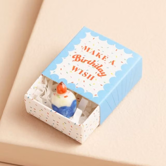 Lisa Angel Ceramic Birthday Cake Token in Blue, White and Red