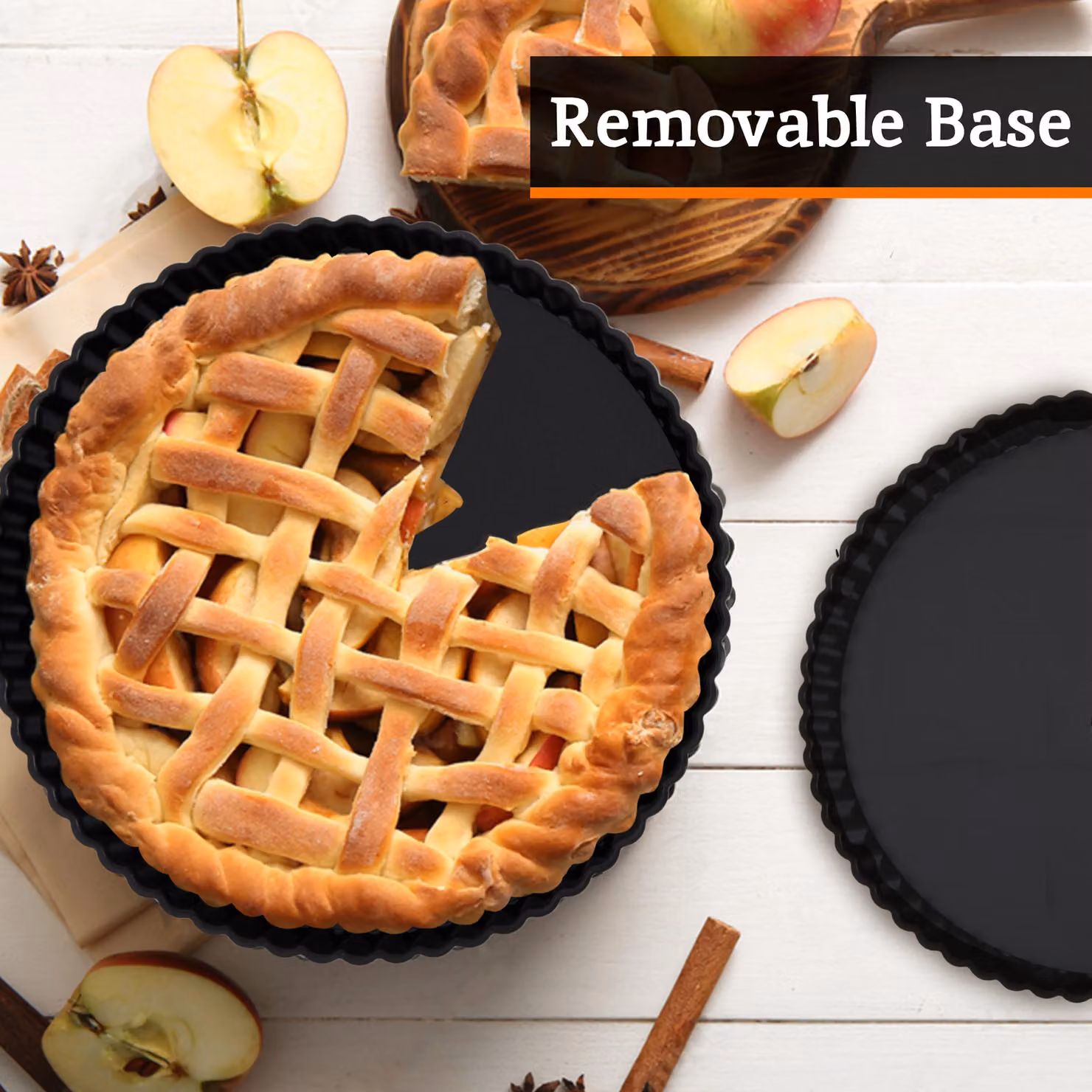 Orsina Set of Two Non-Stick Round Tart Tins with Loose Base, Black – 2