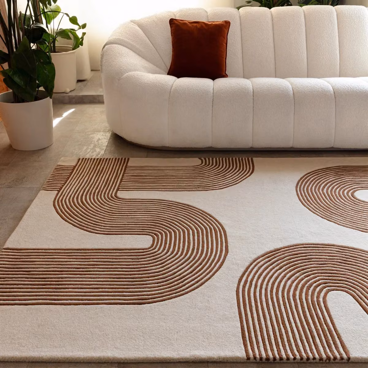 The Rug Shop UK Modern Abstract Wool and Viscose Area Rug in Beige, W: 160 cm, L: 230 cm – 2