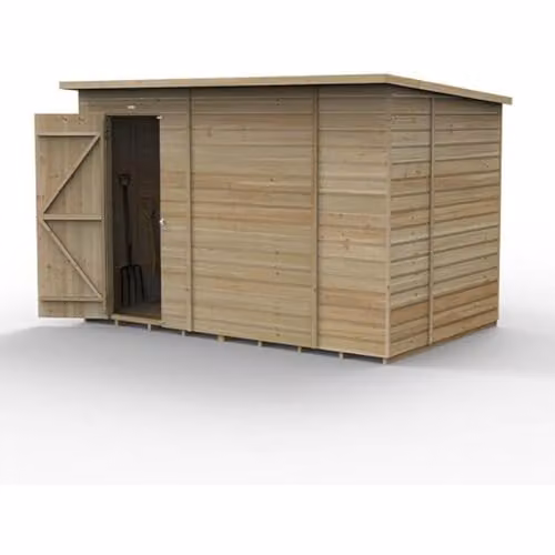 Forest Garden Classic Pent Wooden Shed with Single Door in Green or Brown, W/D/H: 304.8 x 202.0 x 182.88 cm – 2